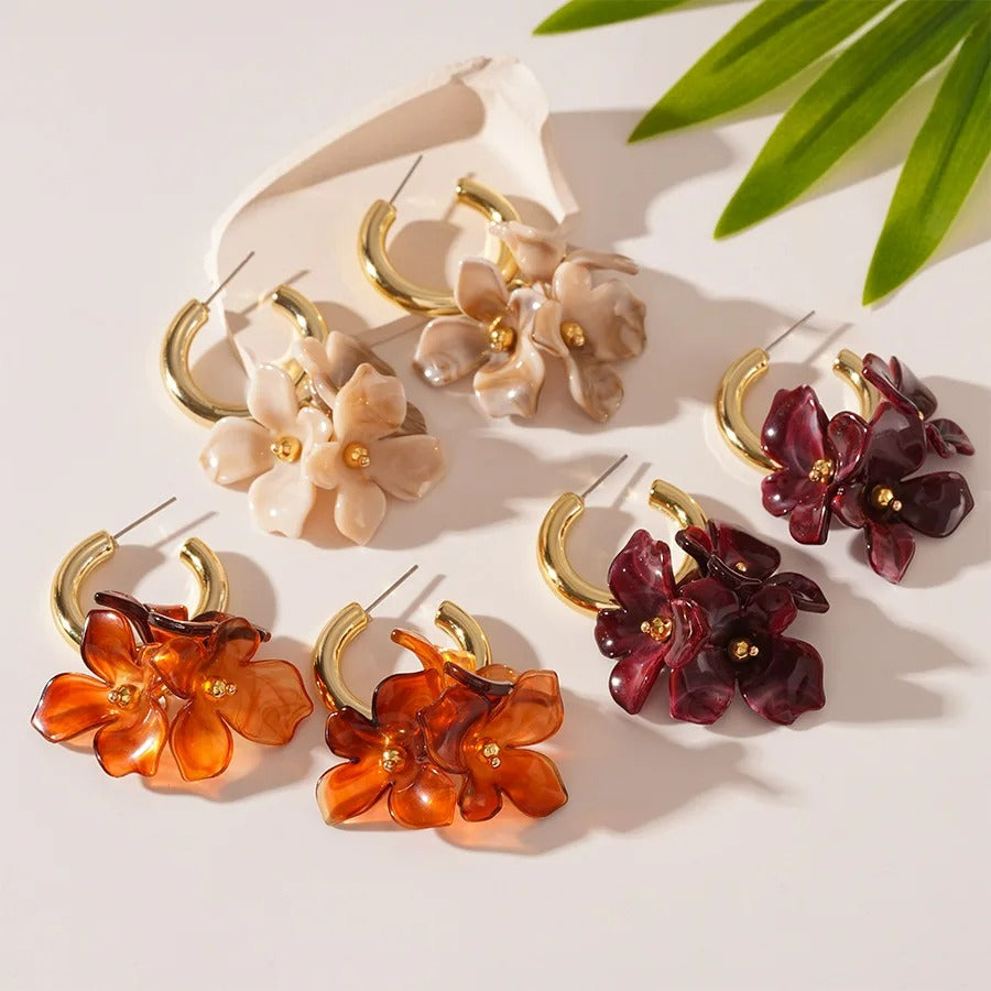 Boucle D’oreille Fleur Colorée Créole