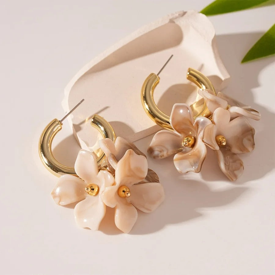 Boucle D’oreille Fleur Colorée Créole