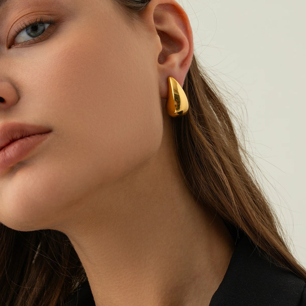 Boucle d'Oreille Goutte Bombée Élégante Acier Inoxydable Image