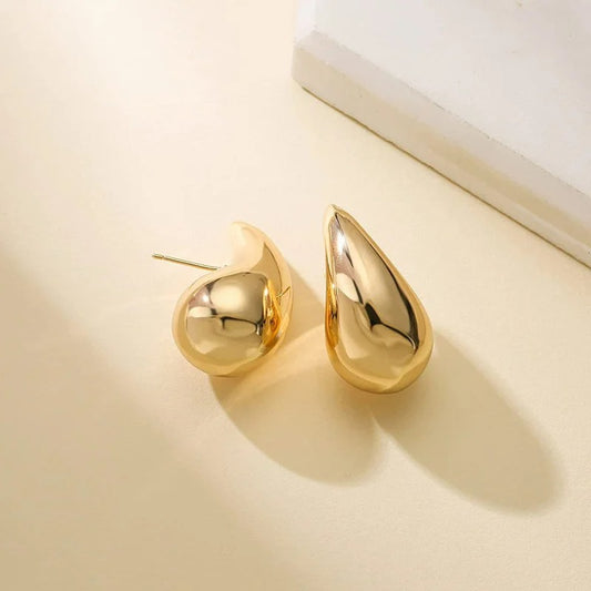 Boucle d'Oreille Goutte Bombée Élégante Acier Inoxydable