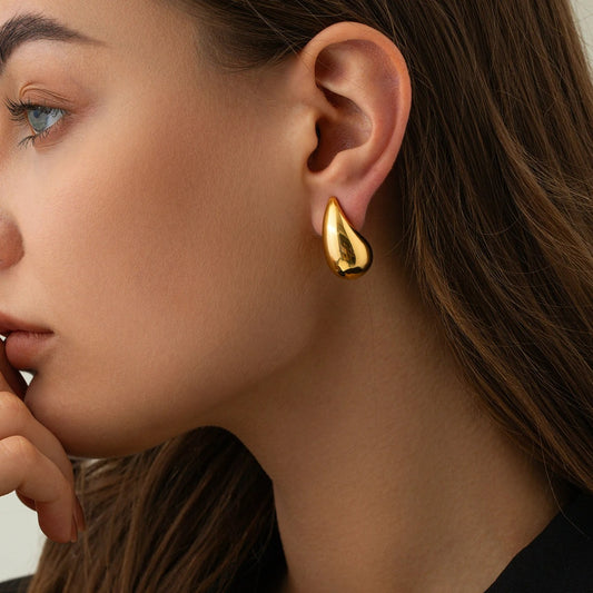 Boucle d'Oreille Goutte Bombée Élégante Acier Inoxydable