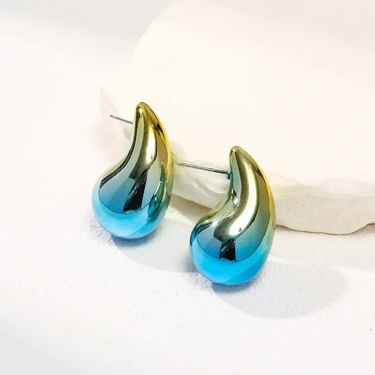 Boucle d'Oreille Goutte Dégradée Métallisée Acier Inoxydable