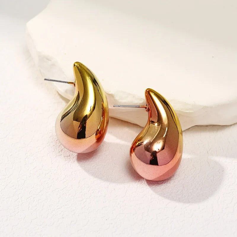 Boucle d'Oreille Goutte Dégradée Métallisée Acier Inoxydable
