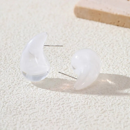Boucle d'Oreille Goutte Résine Marbrée