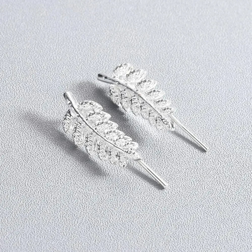 Boucle D'oreille Grimpante Acier Inoxydable Feuille d'Or