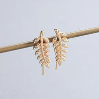 Boucle D'oreille Grimpante Acier Inoxydable Feuille d'Or