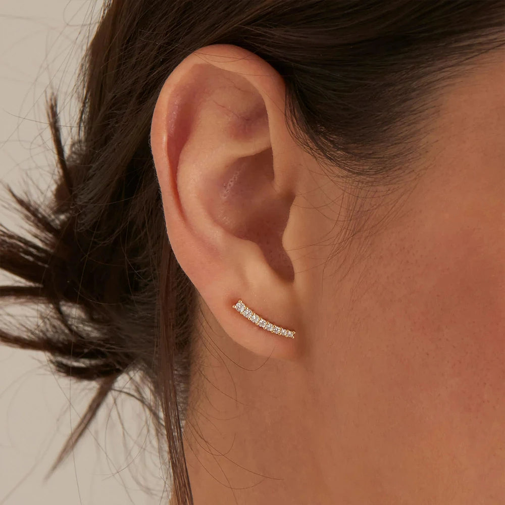 Boucle D'oreille Grimpante Effet Couronne Diamants
