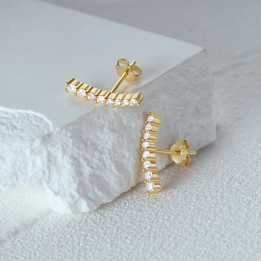 Boucle D'oreille Grimpante Effet Couronne Diamants