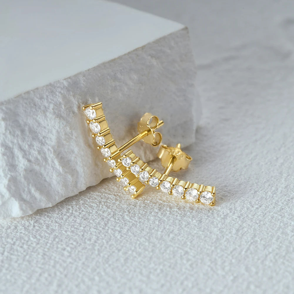 Boucle D'oreille Grimpante Effet Couronne Diamants