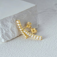 Boucle D'oreille Grimpante Effet Couronne Diamants