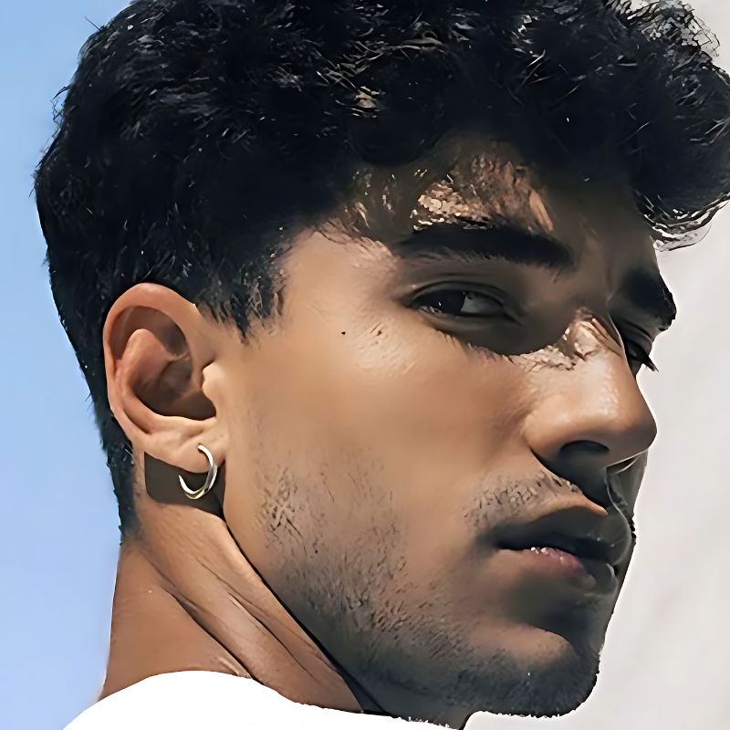 Boucle D'oreille Homme Anneau Minimaliste et Tendance attaché à l'oreille d'un homme 