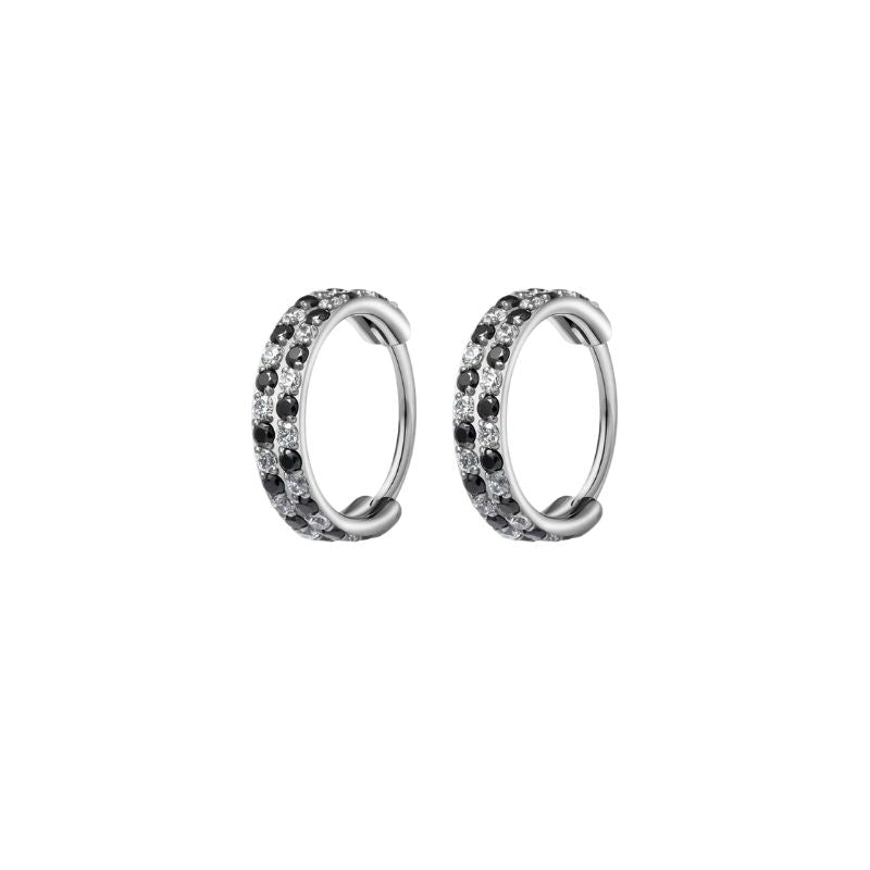 Boucle D'Oreille Homme Créole Argenté Strass