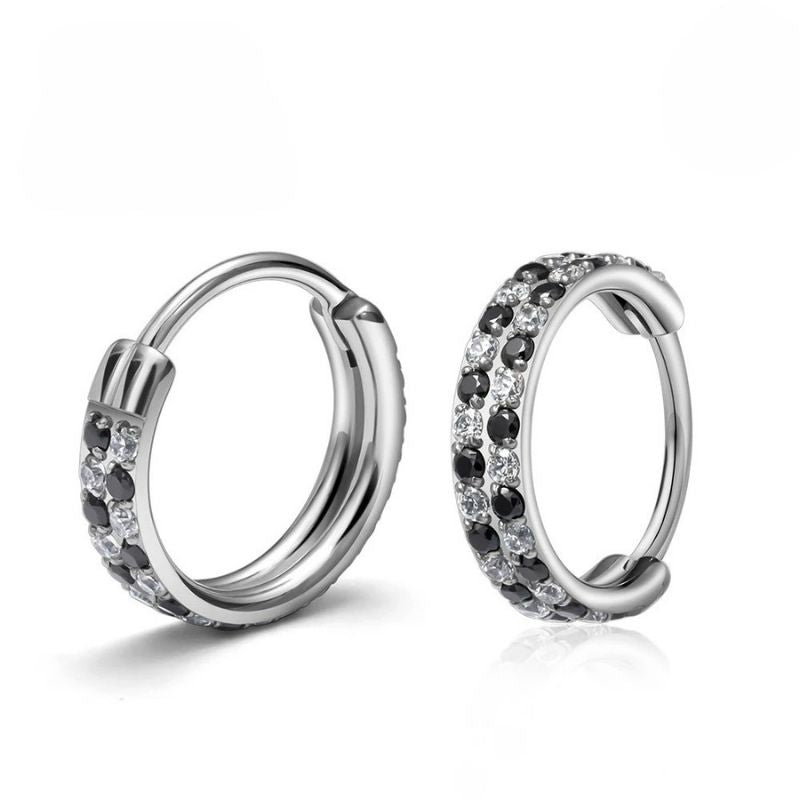 Boucle D'Oreille Homme Créole Argenté Strass