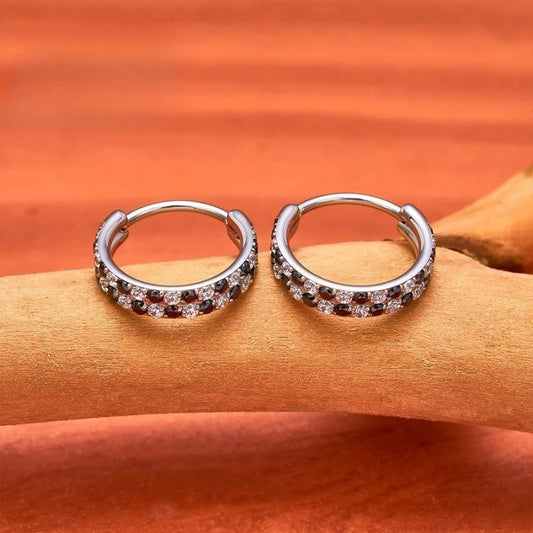 Boucle D'Oreille Homme Créole Argenté Strass