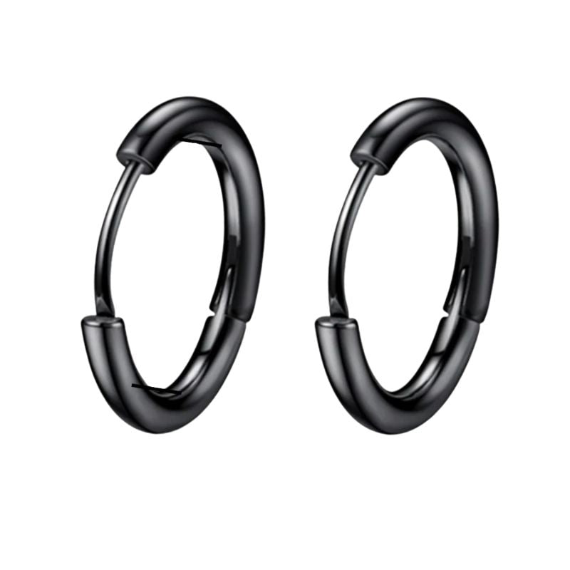 Boucle D'Oreille Homme Créole Noire Classique Acier Inoxydable