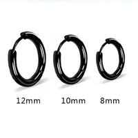 Boucle D'Oreille Homme Créole Noire Classique Acier Inoxydable