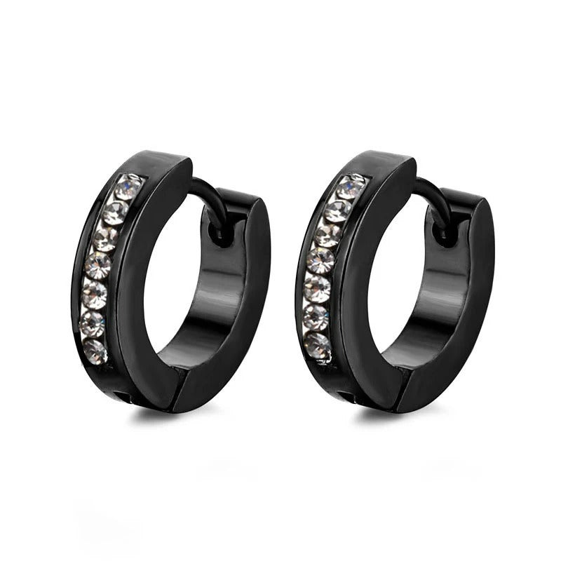Boucle D'Oreille Homme Créole Strass Acier Inoxydable