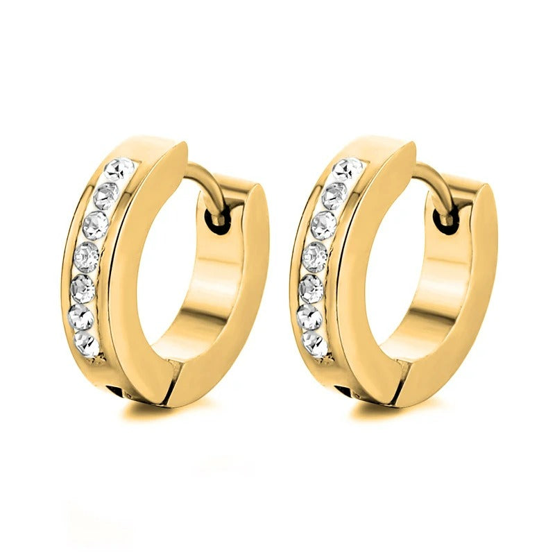 Boucle D'Oreille Homme Créole Strass Acier Inoxydable