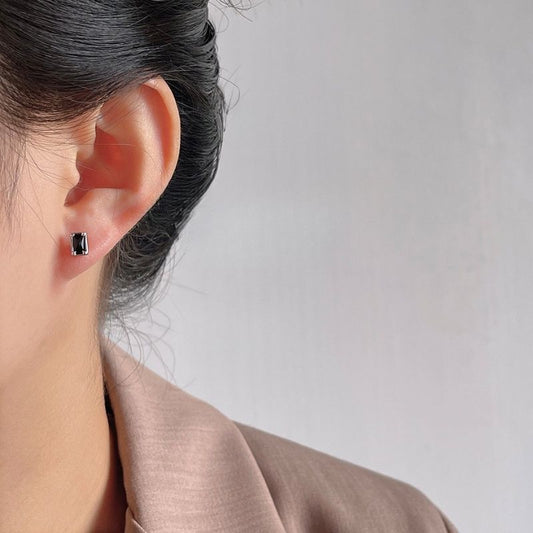 Boucle D'oreille Homme Discret Pierre Noire