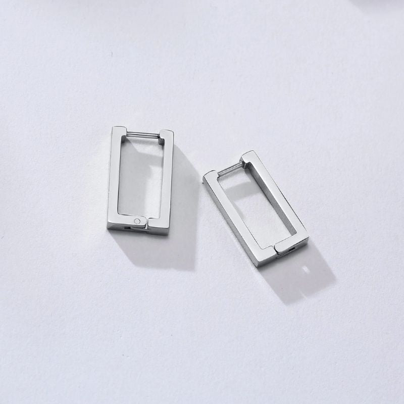 Boucle D'oreille Homme Discret Rectangle Acier Inoxydable