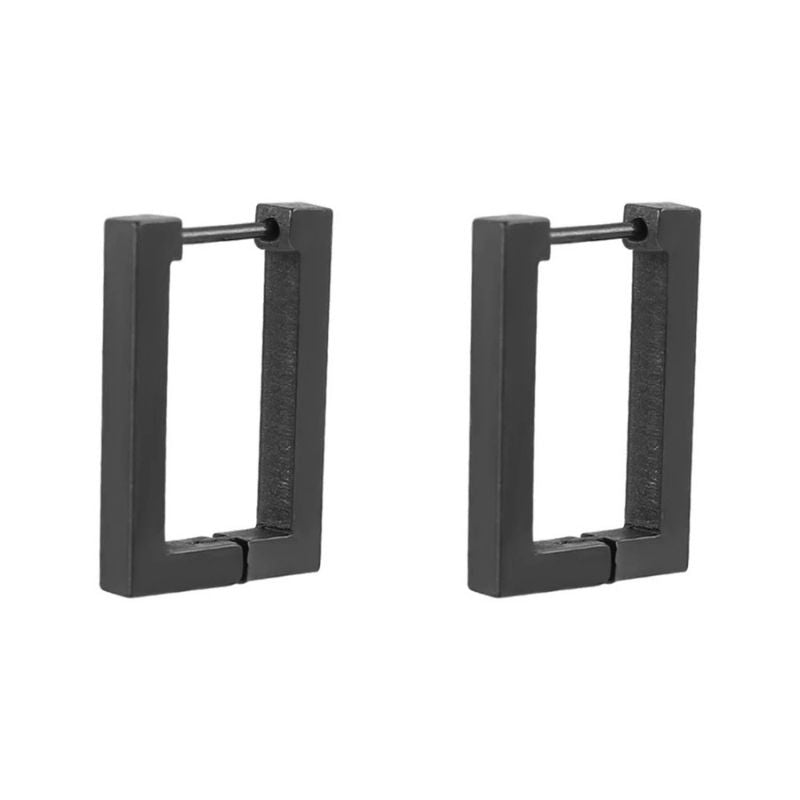 Boucle D'oreille Homme Discret Rectangle Acier Inoxydable