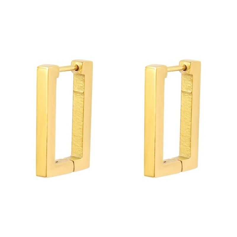 Boucle D'oreille Homme Discret Rectangle Acier Inoxydable