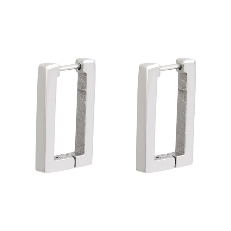 Boucle D'oreille Homme Discret Rectangle Acier Inoxydable
