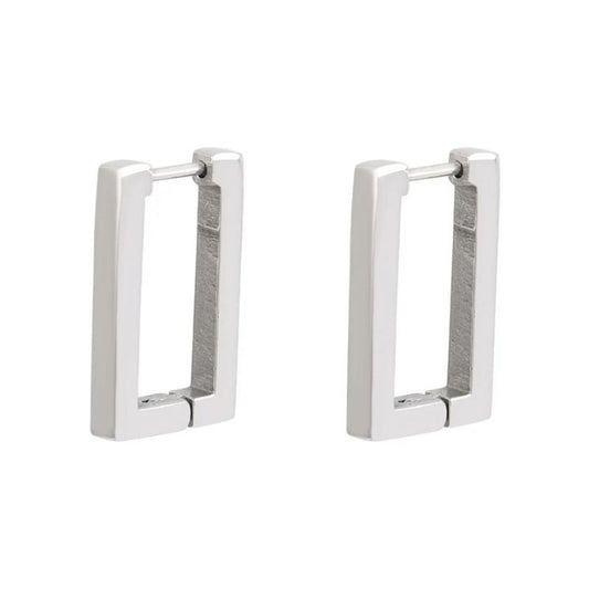 Boucle D'oreille Homme Discret Rectangle Acier Inoxydable