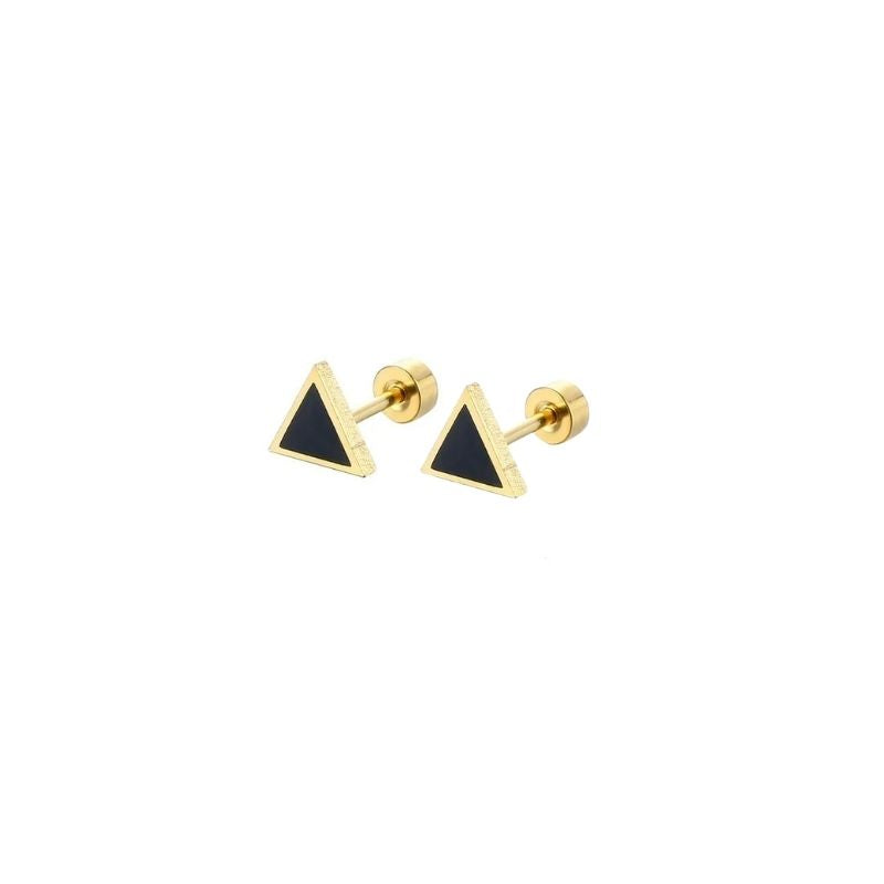 Boucle D'oreille Homme Discret Triangle Noir Acier Inoxydable