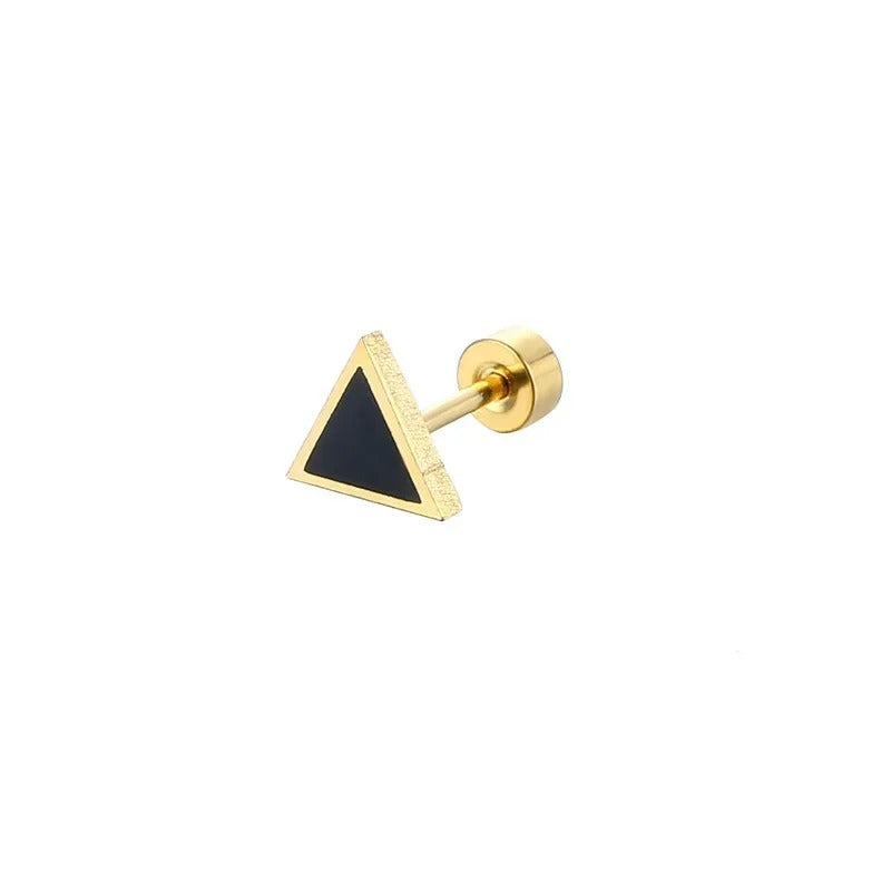 Boucle D'oreille Homme Discret Triangle Noir Acier Inoxydable