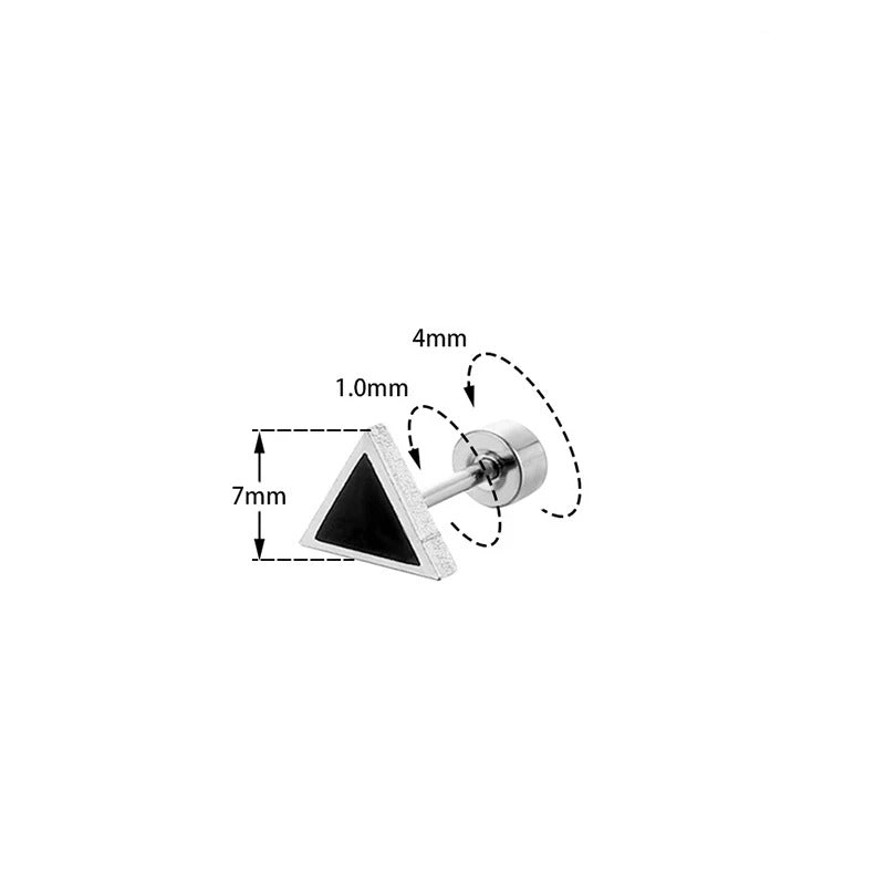 Boucle D'oreille Homme Discret Triangle Noir Acier Inoxydable