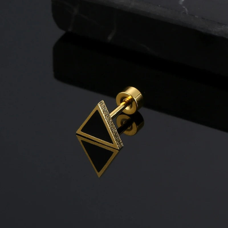 Boucle D'oreille Homme Discret Triangle Noir Acier Inoxydable