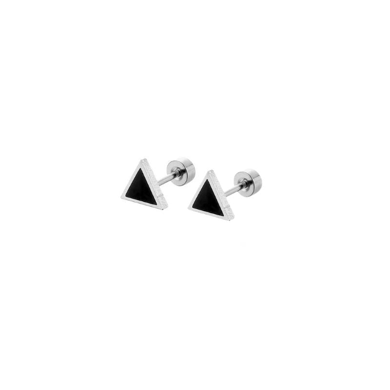 Boucle D'oreille Homme Discret Triangle Noir Acier Inoxydable