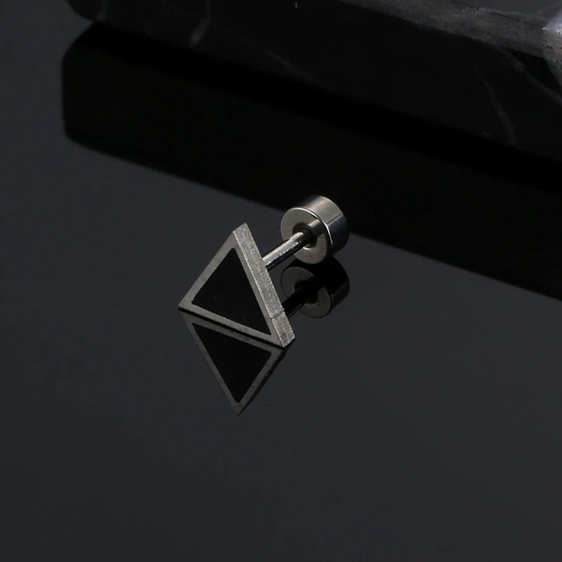 Boucle D'oreille Homme Discret Triangle Noir Acier Inoxydable
