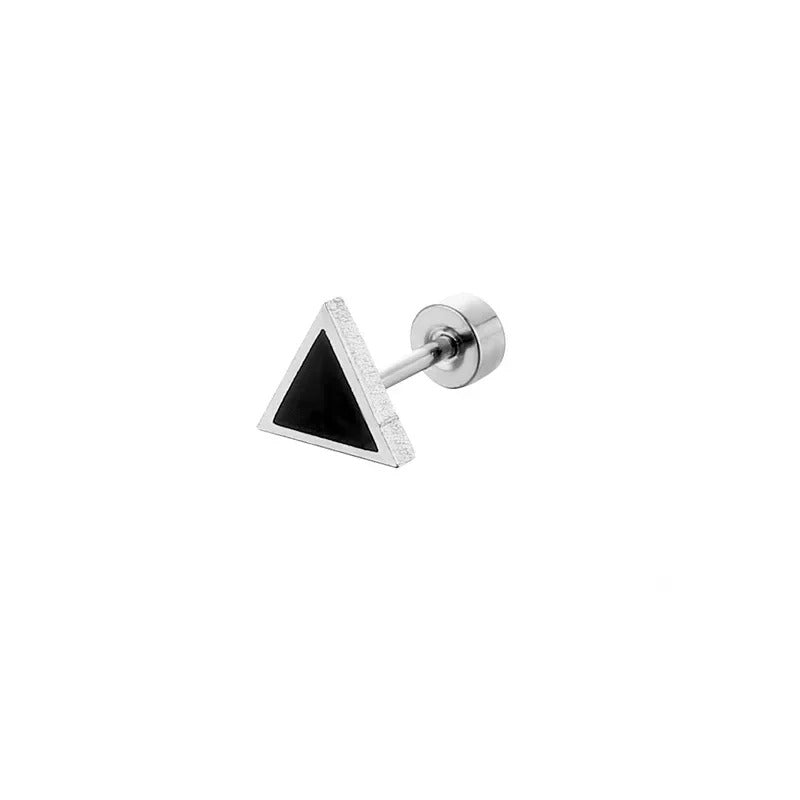 Boucle D'oreille Homme Discret Triangle Noir Acier Inoxydable