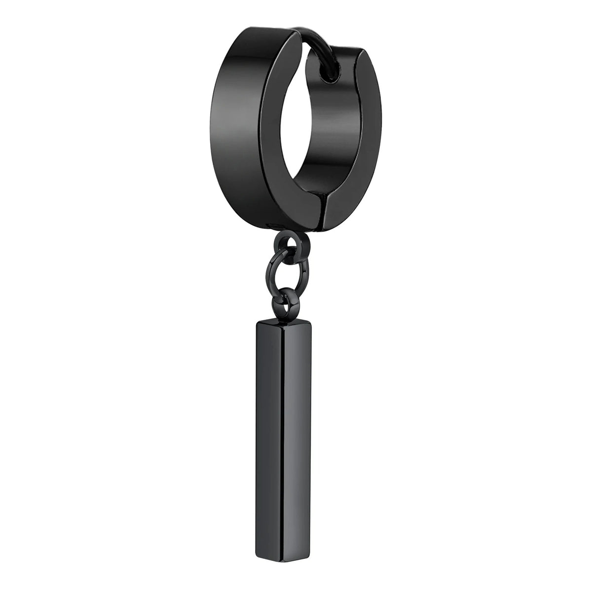 Boucle D'Oreille Homme Originale Pendante Noir Acier Inoxydable