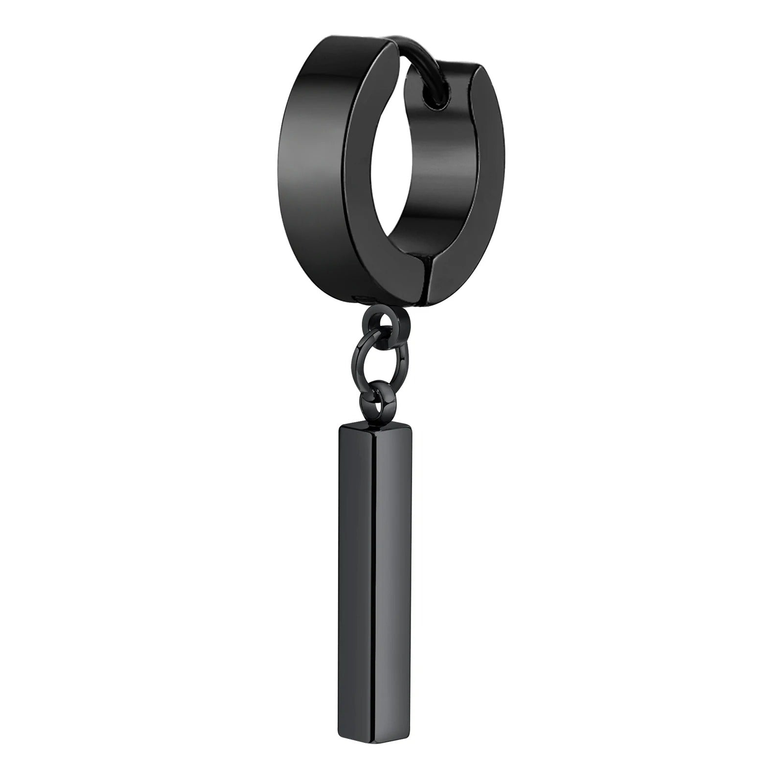 Boucle D'Oreille Homme Originale Pendante Noir Acier Inoxydable