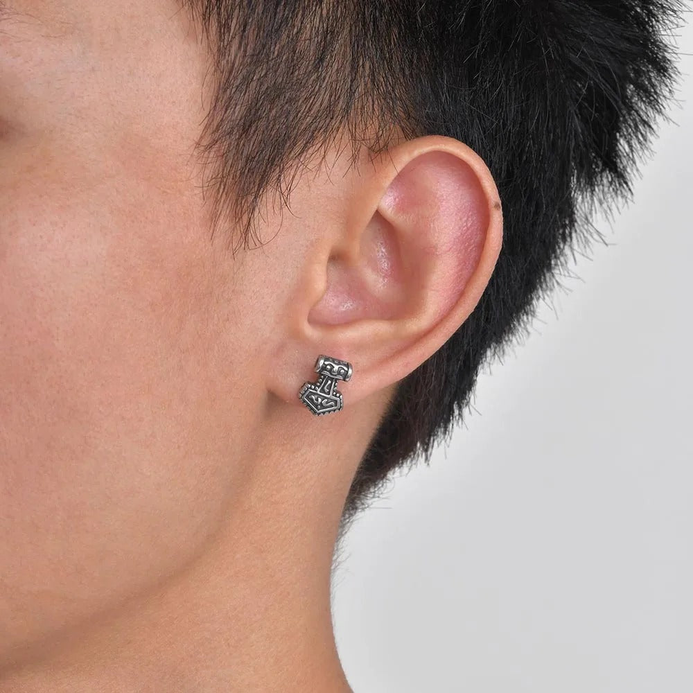 Boucle D'Oreille Homme Originale Tribale Acier Inoxydable