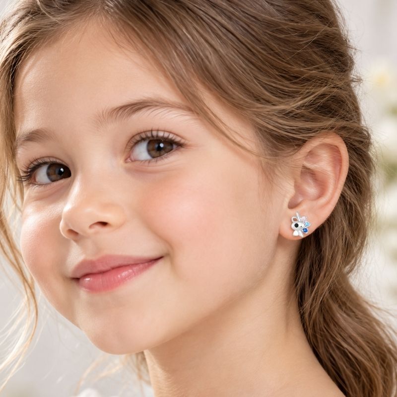 Boucle d'Oreille Licorne Minimaliste Et Pierres Zircon
