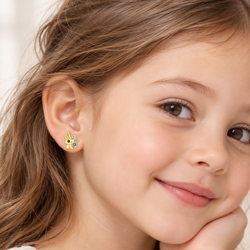Boucle d'Oreille Licorne Minimaliste Et Pierres Zircon