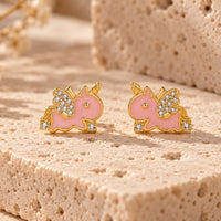 Boucle d'Oreille Licorne Rose Bonbon
