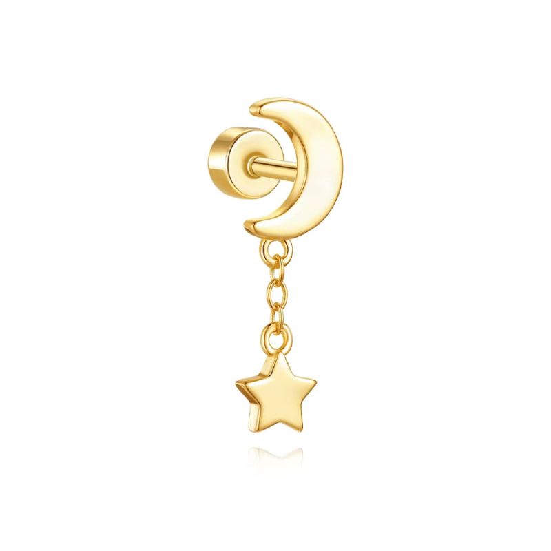 Boucle D'oreille Lune et Étoile en Argent