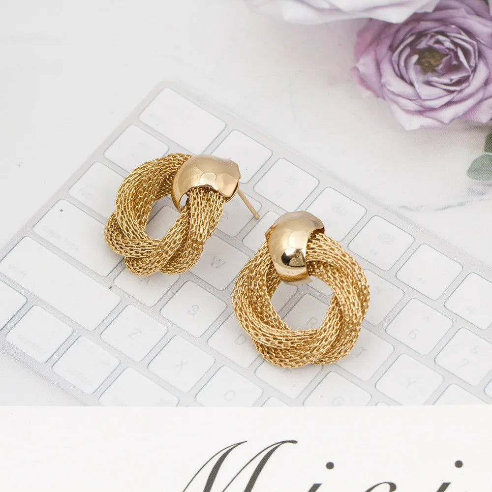 Boucle D'oreille Luxe Maille Torsadée Vintage