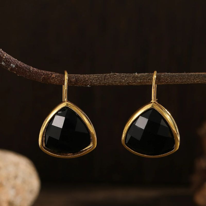Boucle D'oreille Luxe Vintage effet diamant noir
