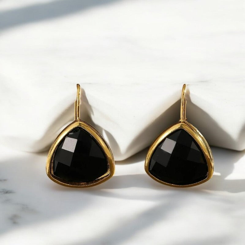 Boucle D'oreille Luxe Vintage effet diamant noir Image