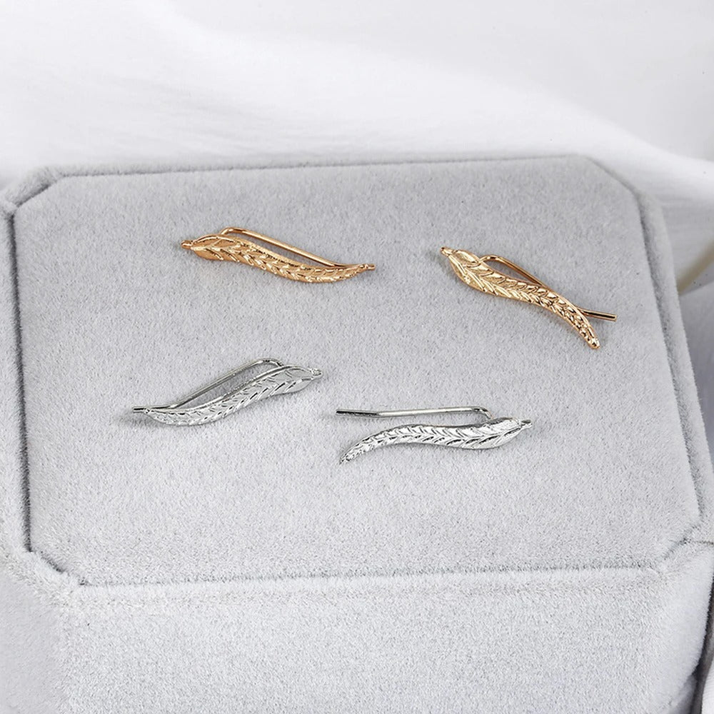 Boucle D'oreille Montante Feuille Délicate