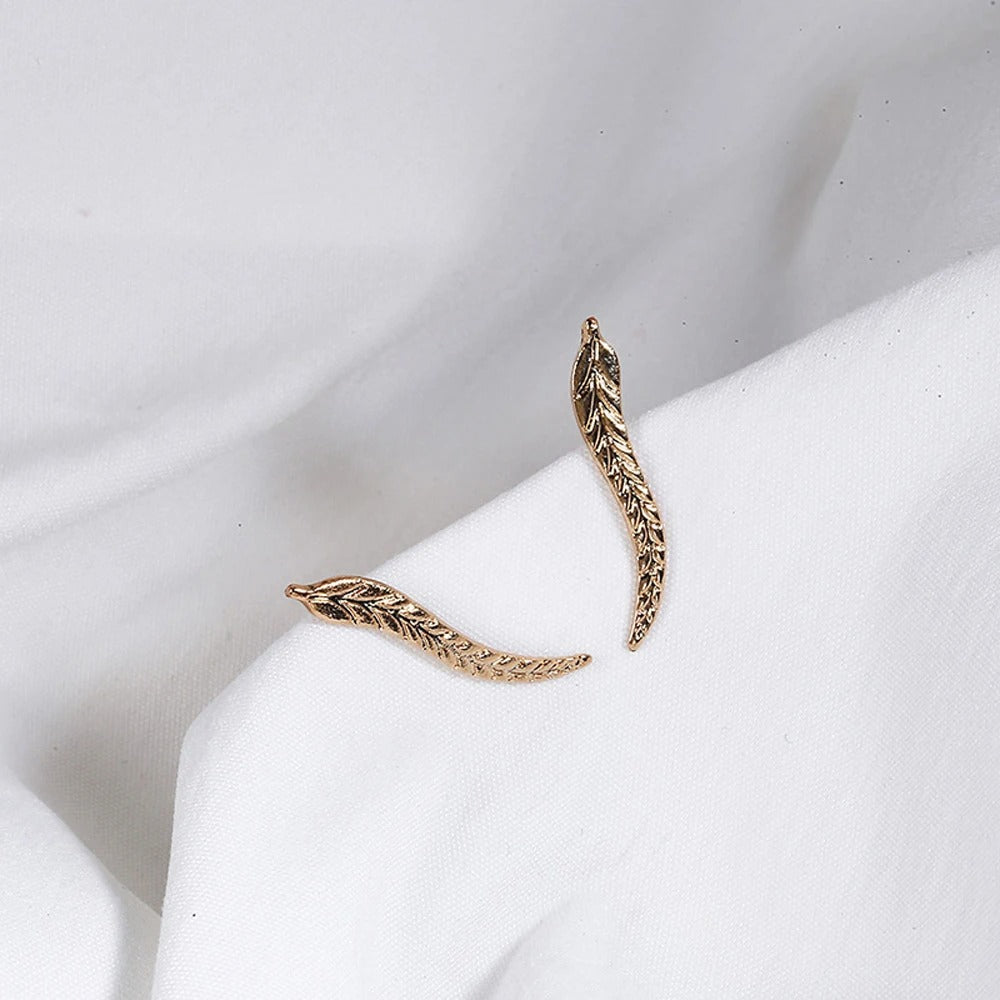 Boucle D'oreille Montante Feuille Délicate