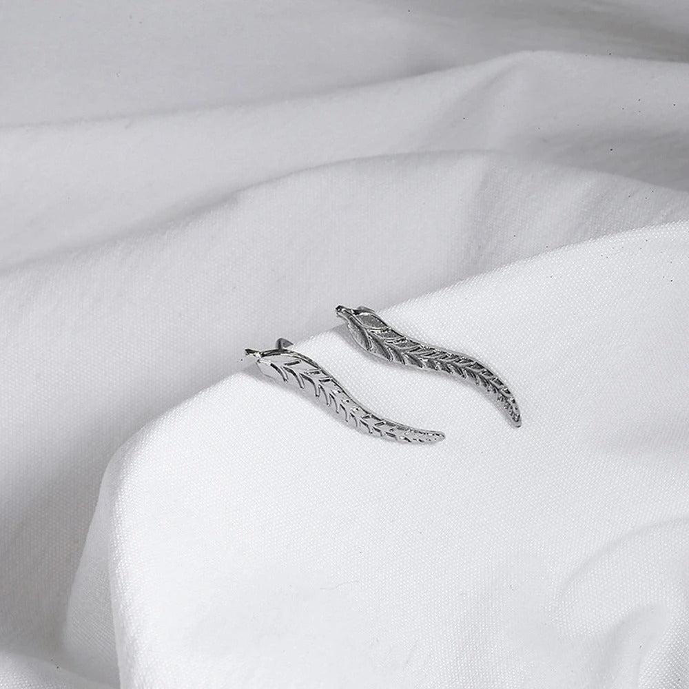 Boucle D'oreille Montante Feuille Délicate