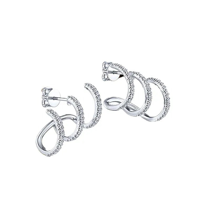 Boucle D'oreille Montante Scintillante Argentée