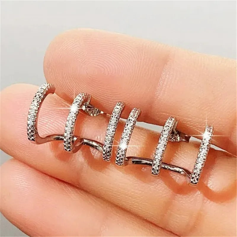 Boucle D'oreille Montante Scintillante Argentée